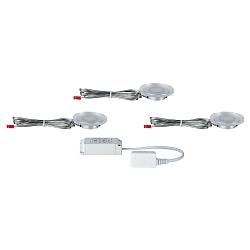 LED M�bler Indbygningslampe WHIRL MINI LED, rund, s�t af 3, 2,4W, 7VA, 230V/700mA, 65mm, satineret/akryl