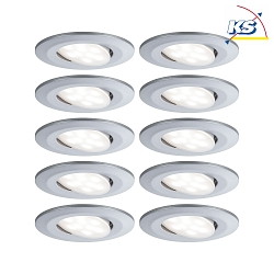 Set of 10 Outdoor LED Recessed spot CALLA IP65 DIM, swivelling, 230V, each 6.5W 4000K 560lm 100, dimmable, chrome matt