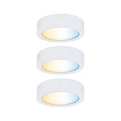 Clever Connect Starter set of 3 LED Furniture spot DISC, 12V DC, 2.1W 2700- 6500K, dimmable, white matt