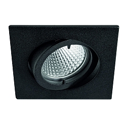 Downlight QUADRO firkantet, svingbar IP20, pulverlakeret, sort mat