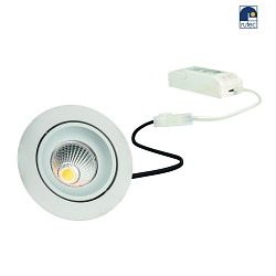 LED Recessed spot GAIL set of 1, round, 6W, 3000K, IP40, swivelling, dimmable, Plug&play, white