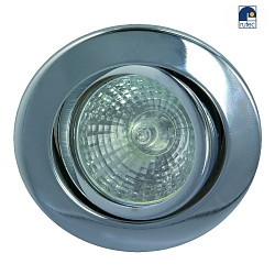 Metal Recessed spot for MR16, without snap ring, swivelling, IP20, chrome