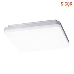 LED Ceiling luminaire SQUARE, 26 x 26 x 4.3cm, with motion detector, IP20, 18W 3000K 1100lm, white matt / silver