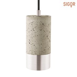 Concrete Pendant luminaire UPSET CONCRETE, 230V, 1 flame, E27 max. 50W, height 210cm, light / silver