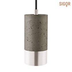Concrete Pendant luminaire UPSET CONCRETE, 230V, 1 flame, E27 max. 50W, height 210cm, dark / silver