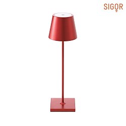 battery table lamp NUINDIE round, CCT Switch IP54, cherry red anodised dimmable