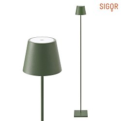 battery floor lamp NUINDIE round IP54, pine green dimmable