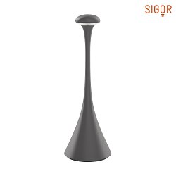 battery table lamp NUDROP IP54, graphite grey dimmable