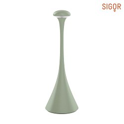 battery table lamp NUDROP IP54, sage green dimmable