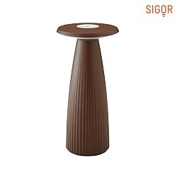 battery table lamp NUFLAIR IP54, rust brown dimmable