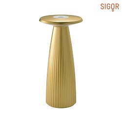 battery table lamp NUFLAIR IP54, gold dimmable