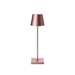 Batteri bordlampe NUINDIE USB-C rund IP54, rosa guld anodiseret d�mpbar