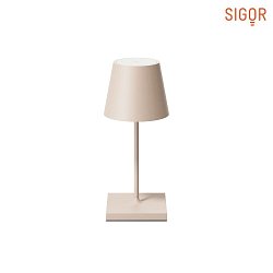 battery table lamp NUINDIE MINI USB-C round IP54, dune beige dimmable