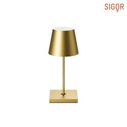 battery table lamp NUINDIE MINI USB-C round IP54, gold anodised dimmable