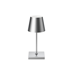 battery table lamp NUINDIE MINI USB-C round IP54, silver anodised dimmable