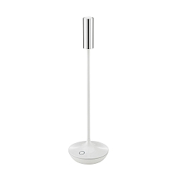 battery table lamp NUCANDLE IP54, chrome, glossy, white dimmable