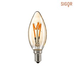 LED Decorative Spiral Filament light bulb candle CURVED GOLD, 230V,  3.5cm / L 9.7cm, E14, 2.5W 2000K 136lm 330, dimmable, gol