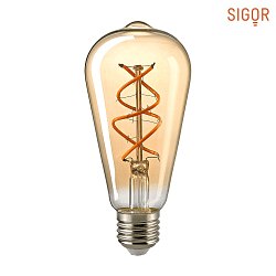 LED Dekorativ Spiral Filament rustik lyskilde Edison CURVED GULD, 230V, Ø 6.4cm / L 14cm, E27, 4.5W 1800K 250lm 330°