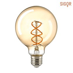 LED Dekorativ Spiral Filament lyskilde CURVED BOLD, 230V,  9.5cm / L 14cm, E27, 4W 1800K 250lm 330, dmpbar, guld / klar