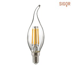 LED Filament light bulb CANDLE GUST OF WIND, 230V,  3.5cm / L 12.3cm, E14, 4.5W, 2700K 470lm 300, dimmable, clear