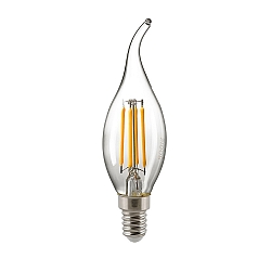 LED Filament lyskilde KERTEFORMET VINDST�D, 230V, � 3.5cm / L 12.3cm, E14, 4.5W, 2700K 470lm 300�, d�mpbar, klar