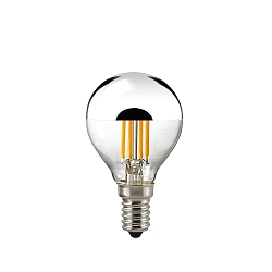 LED Filament Top spejlet Lyskilde s�lv, 230V, � 4.5cm / L 8cm, E14, 4.5W 2700K 400lm 180�, d�mpbar, klar / s�lv