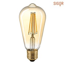 LED Filament Edisonlampe GOLD, 230V,  6.4cm / L 14cm, E27, 4.5W 2500K 420lm 300, dmpbar, guld