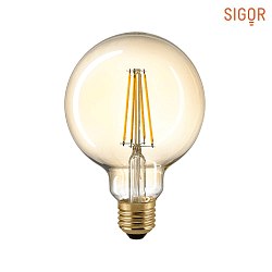 LED Filament light bulb GLOBE G95 GOLD, 230V,  9.5cm / L 14cm, E27, 4.5W 2500K 400lm, dimmable, gold / clear
