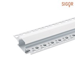 Flush mounted profile 20 - for LED Strips up to 2cm width, rimless, incl. matt cover, length 100cm
