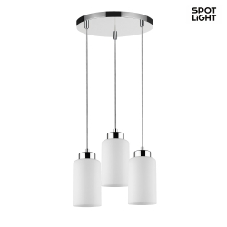 Pendant luminaire BOSCO, 3x E27, white glass, canopy chrome
