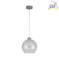 Pendant luminaire FRESH, 1xE27, gray, frosted glass/clear