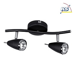 LED Ceiling luminaire LINDA track, 2 flame, chrome, LED, black