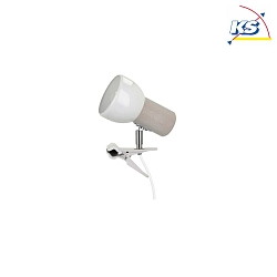Clip-on lamp SVENDA CLIPS, 1xE27, shade white, clamp white, socket white oak
