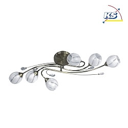 Ceiling luminaire ALANIS 6 flame antique brass/white 