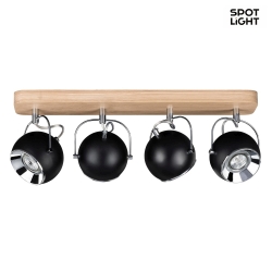 Ceiling luminaire BALL WOOD Spot bar, 4x LED GU10, 5W 2700K 320lm, oiled oak / black