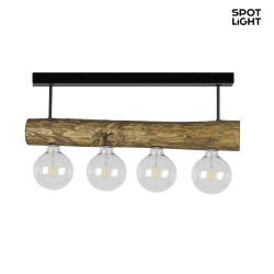 Ceiling luminaire TRABO SIMPLE, 4x E27, stained pine / black