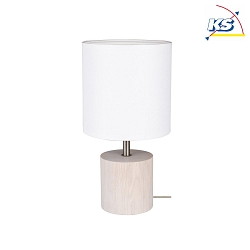 Bordlampe TRONGO ROUND, 1xE27, skrm hvid, hvid eg, kabel gennemsigtig / kunststof