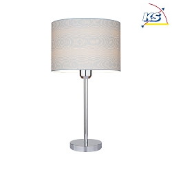 Table lamp LEILA, 1xE27, base chrome, shade wood