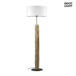 Floor lamp PINO, E27, white shade, stained pine / black