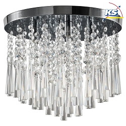 Chrystal ceiling luminaire LUXORIA,  35cm, 4-flame, inkl. 4x G9, max. 28W, chrome / transparent