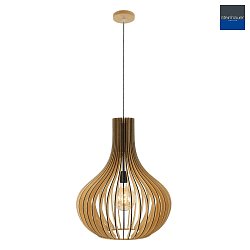 pendant luminaire SMUKT 1 flame, large, round E27 IP20, poplar wood, natural colour dimmable