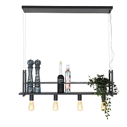 Pendel BUCKLEY 4-flammer, med hylde E27 IP20, sort mat d�mpbar