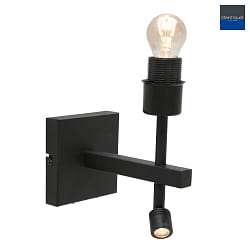 wall luminaire STANG 2-fold, with switch, without shade, with LED spot E27 IP20, black matt 