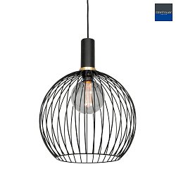 Mexlite Pendant luminaire AUREOLE, 1 flame, with gold ring, 35cm, black