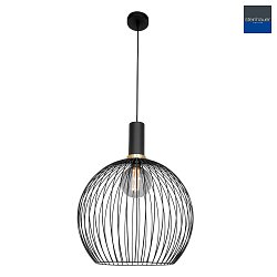 Mexlite Pendant luminaire AUREOLE, 1 flame, with gold ring, 45cm, black