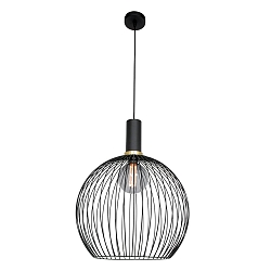 Mexlite Pendel AUREOLE, 1-flamme, med guldring, 45cm, sort