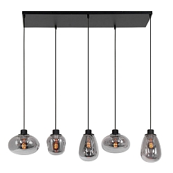 Steinhauer Pendel REFLEXION, 5-flammer, r�get, armatur sort
