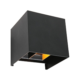 Udend�rs wall luminaire MURO up / down, Kubusform, justerbar IP44, sort mat d�mpbar