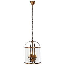 Steinhauer Pendant luminaire PIMPERNEL, 4 flames, glass, bronze