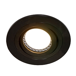 Indbygningslampe P�LITE SPOT rund, svingbar GU10 IP20, sort mat d�mpbar